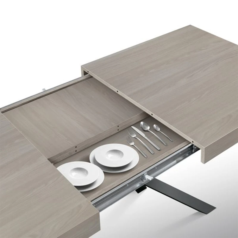 PAZZO DESIGN Tavolo Allungabile con Gambe Incrociate, Made in Italy, 160 x 90 x 74, Olmo Perla con Gamba Nera