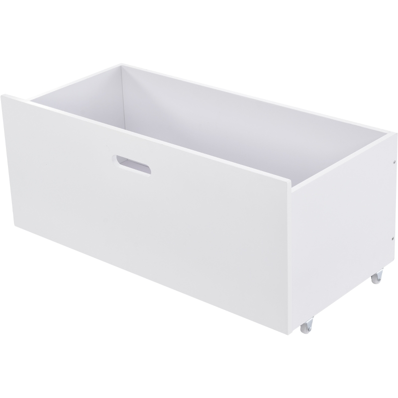 Letto a Castello per Cameretta con Scale, Ripiani e Ringhiera Protettiva, in Legno di Pino, 205.5x99.5x161.5 cm, Bianco