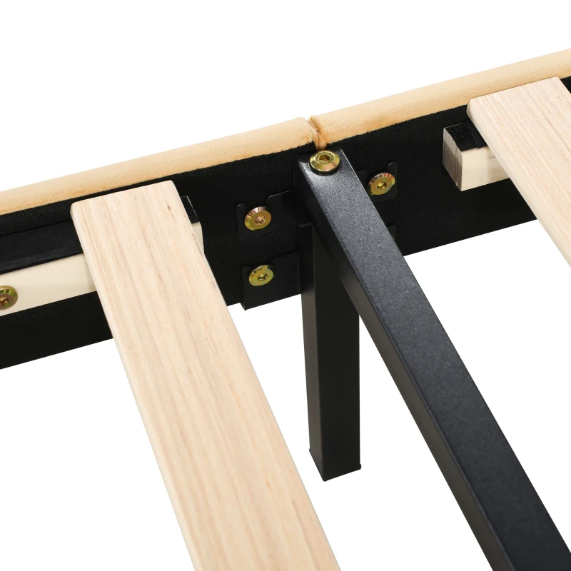 Letto Singolo con spazio contenitore, Testiera Regolabile e Rete a Doghe in Legno, 90x200x99-105 cm, Marrone