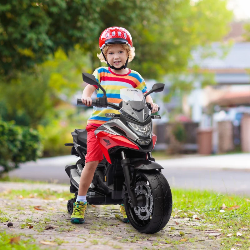 AIYAPLAY 12V Honda Licensed Kids Electric Motorbike w/ Music, Headlights, Early Education Function, for Ages 3-6 Years, Red