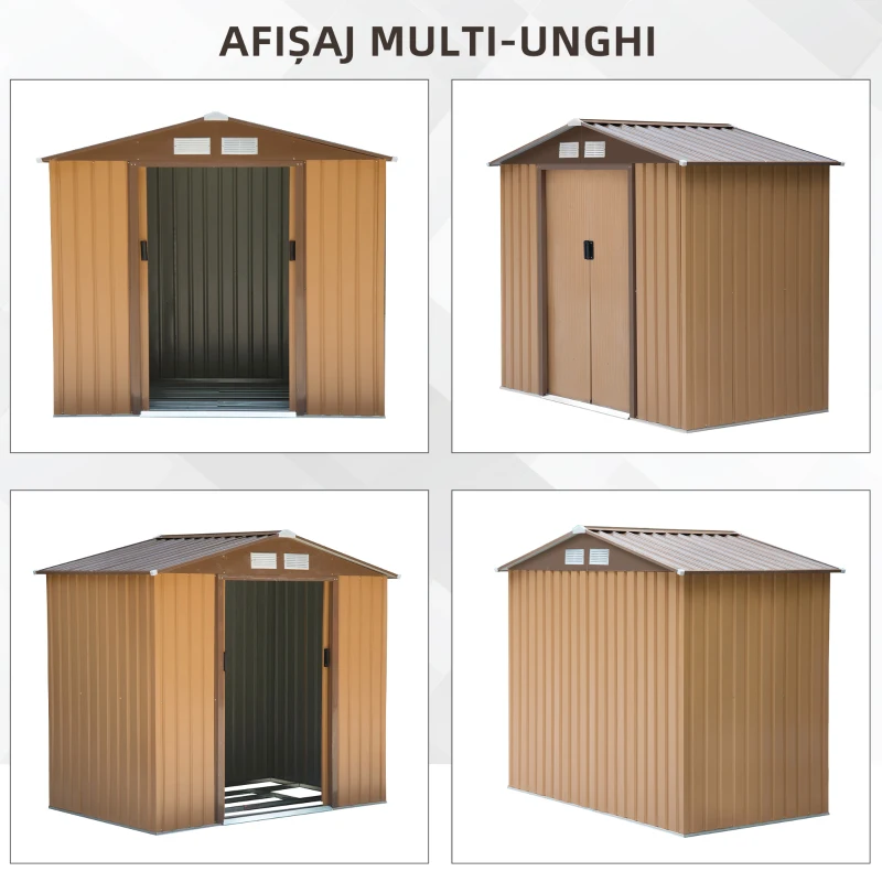 Outsunny Casuta pentru Grădină pentru Ustensile din Lamieră de Oțel, 213x127x185cm(m-7)