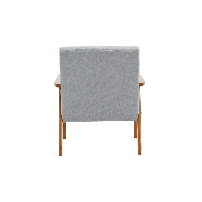 Butaca de Relax Mid-century Modern para Sala de Estar y Dormitorio Gris Claro