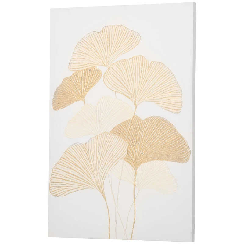 HOMCOM Pintura em Tela Folhas de Ginkgo Biloba 90x60cm Impressão Artística para Decoração de Parede na Sala de Estar Quarto de Escritório