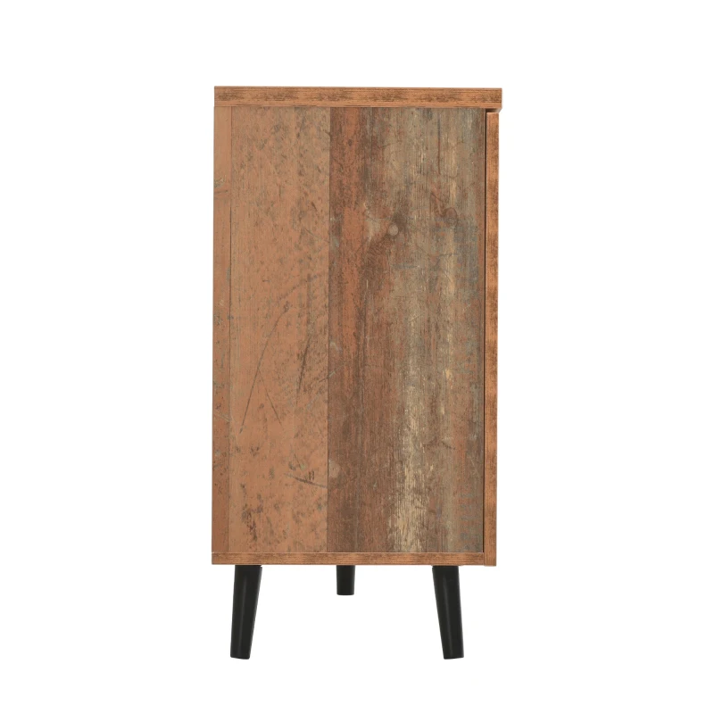 Buffet Vintage Scandinave en Bois avec 3 Tiroirs et Étagères Réglables pour Salon et Salle à Manger, Brun antique(m-8)