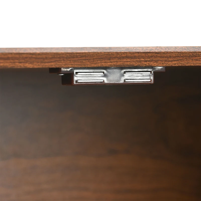 Buffet Moderne en Rotin avec 3 Tiroirs, 2 Portes et Meuble TV Scandinave, couleur noyer