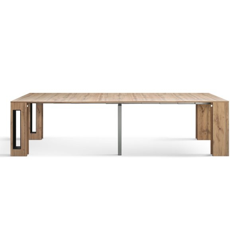 PAZZO DESIGN Tavolo Consolle Allungabile con porta prolunghe, Rovere Rustico, Made in Italy, da 45 a 300 cm