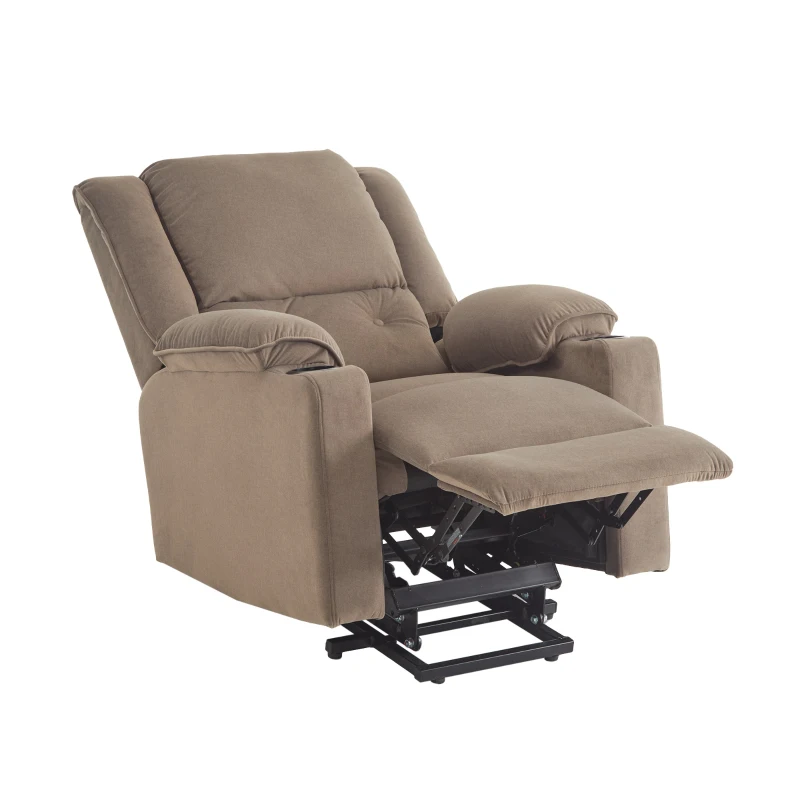 Fauteuil de Relaxation Électrique Massant et Chauffant releveur, 2 Porte-gobelets et Télécommande, Marron