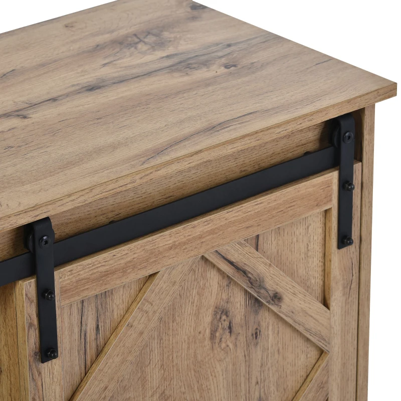 Meuble TV pour télévision jusqu'à 65 pouces style rustique avec portes coulissantes et étagères réglables pour salon, 150L x 40l x 60H cm, Marron