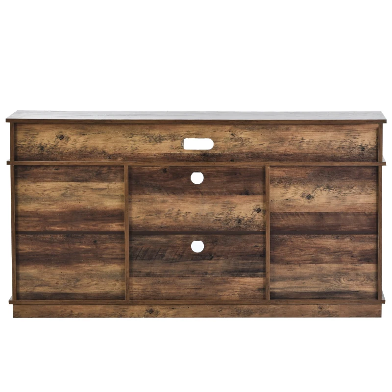 Meuble TV avec Portes Coulissantes, Étagères Réglables et style maison de campagne - pour TV jusqu'à 65 Pouces, Marron