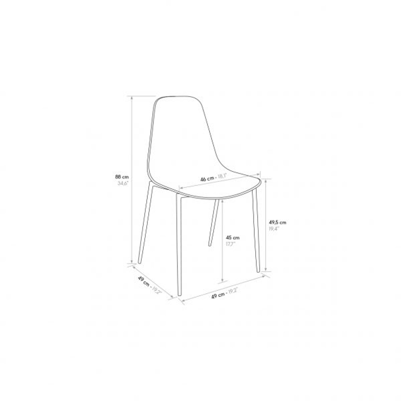 PAZZO DESIGN Sedia Alix tortora set da 4 sedie in Polipropilene e gambe metallo