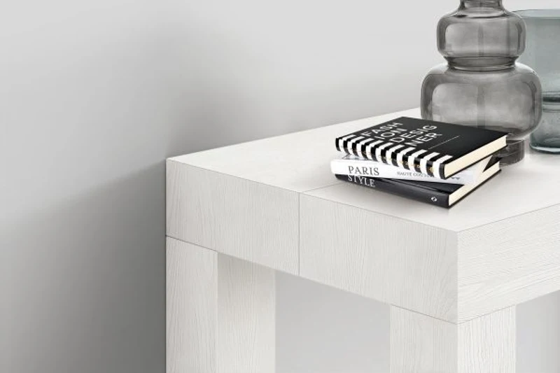PAZZO DESIGN Tavolo Consolle allungabile, Bianco frassinato, Nobilitato, Made in Italy, da 45 a 300 cm
