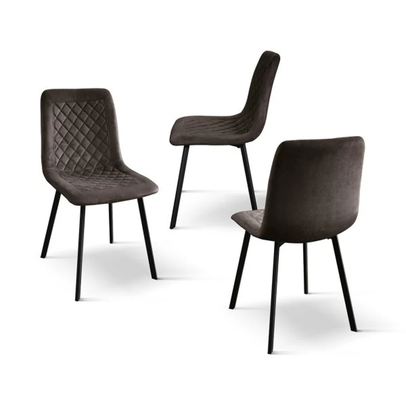 PAZZO DESIGN Sedia Arianna set da 4 sedie marrone in velluto e gambe in metallo