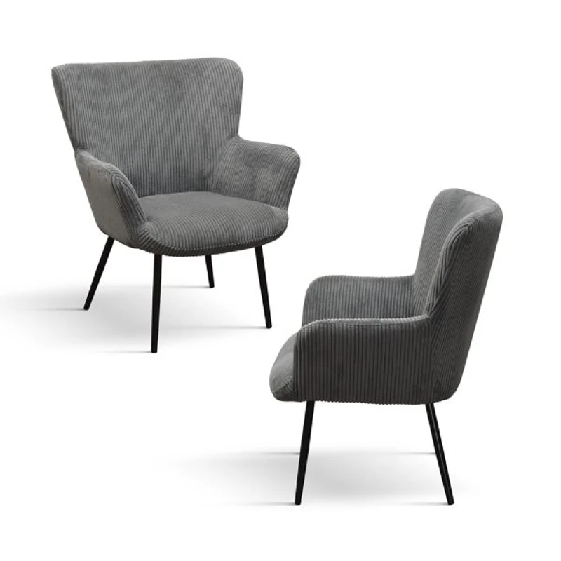 PAZZO DESIGN Poltrona Titti Grigio Scuro, rivestimento in velluto