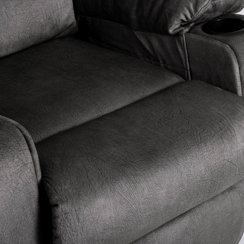 Fauteuil de massage électrique de luxe pour seniors, inclinable, chauffant, avec porte-gobelet, poches, télécommande et pédale,  idéal pour salon et chambre, Gris