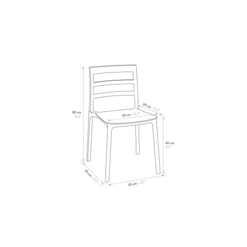 PAZZO DESIGN Sedia Luca set da 4 sedie Grigio in Polipropilene