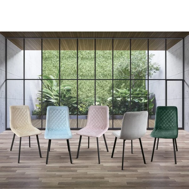 PAZZO DESIGN Sedia Arianna set da 4 sedie beige in velluto e gambe in metallo