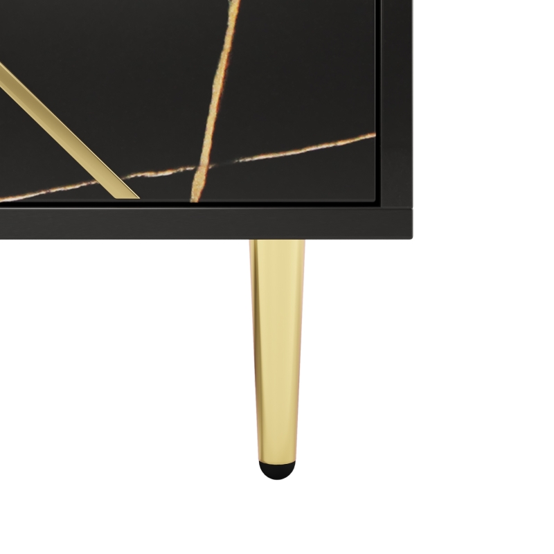 Buffet scandinave avec porte-bouteille et rangement, Noir