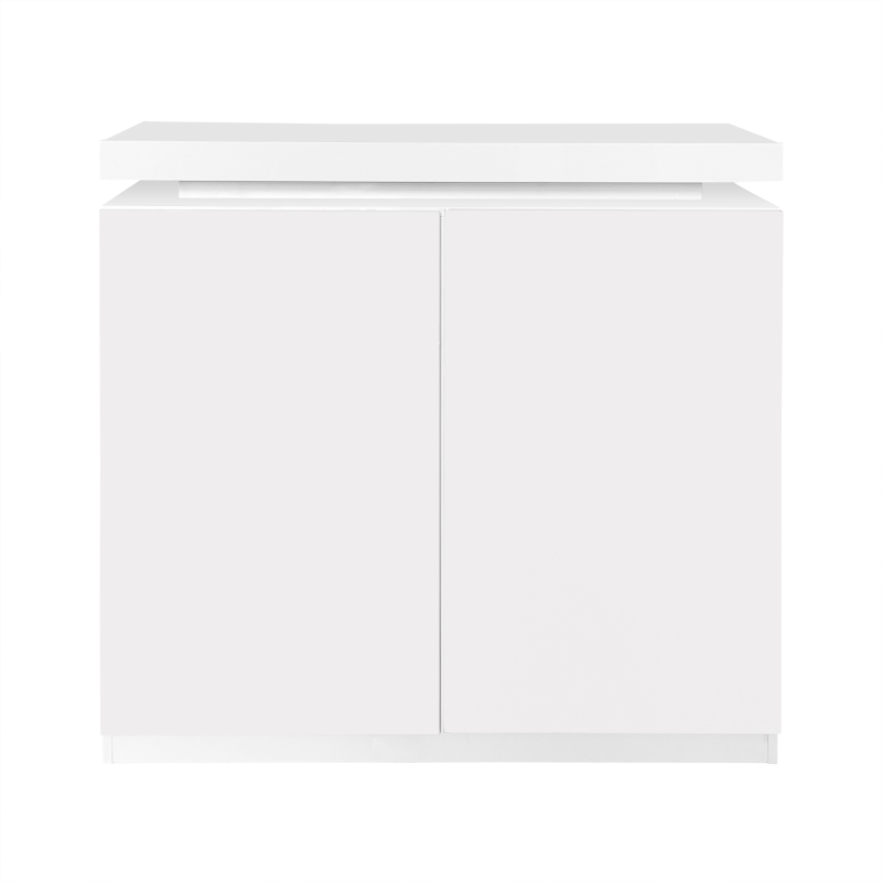 Meuble à chaussures mobile avec double porte, éclairage LED multicolore et armoire penderie, Blanc