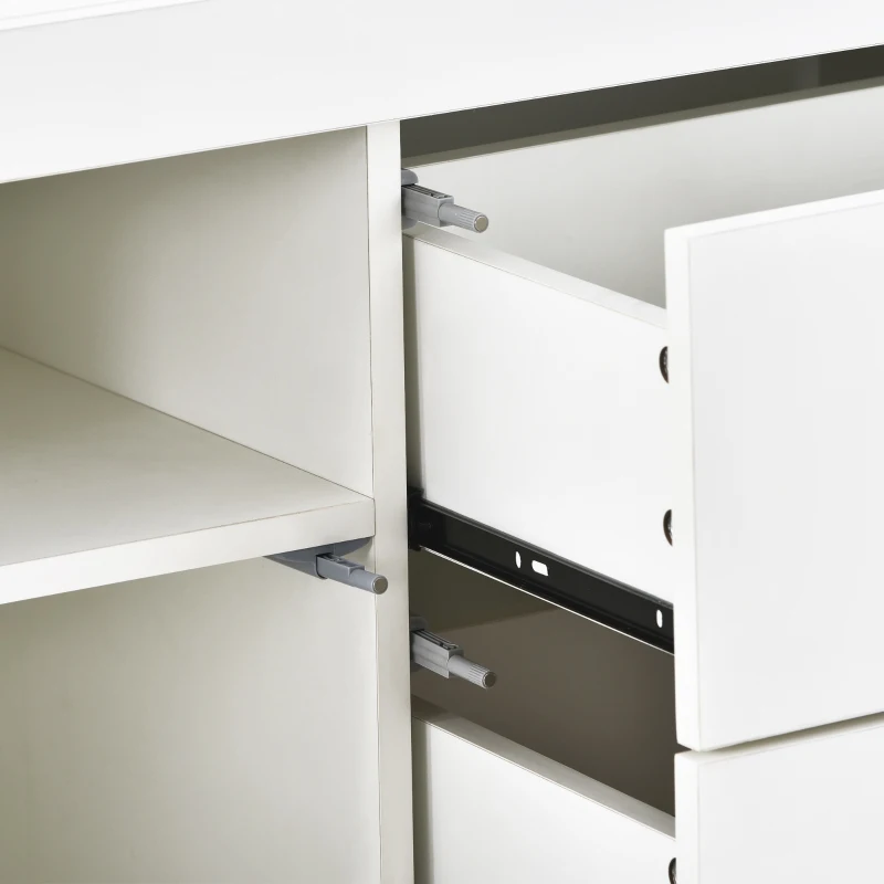 Buffet Moderne Multifonction avec Éclairage RGB, 2 Portes et 4 Tiroirs - Meuble TV Scandinave, Blanc