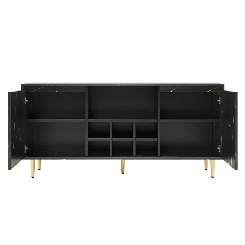 Buffet scandinave avec porte-bouteille et rangement, Noir