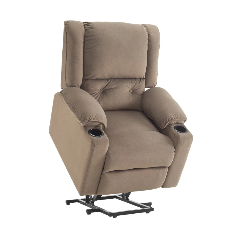 Fauteuil de Relaxation Électrique Massant et Chauffant releveur, 2 Porte-gobelets et Télécommande, Marron