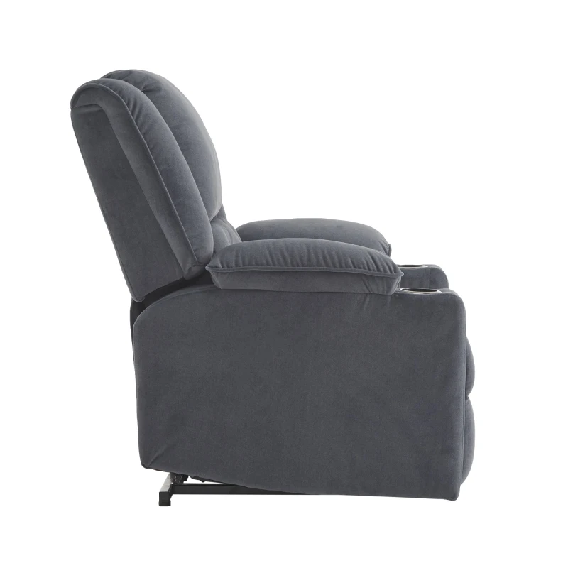 Fauteuil de Relaxation Électrique releveur, Massage Chauffant, 2 Porte-gobelets et Télécommande, Gris