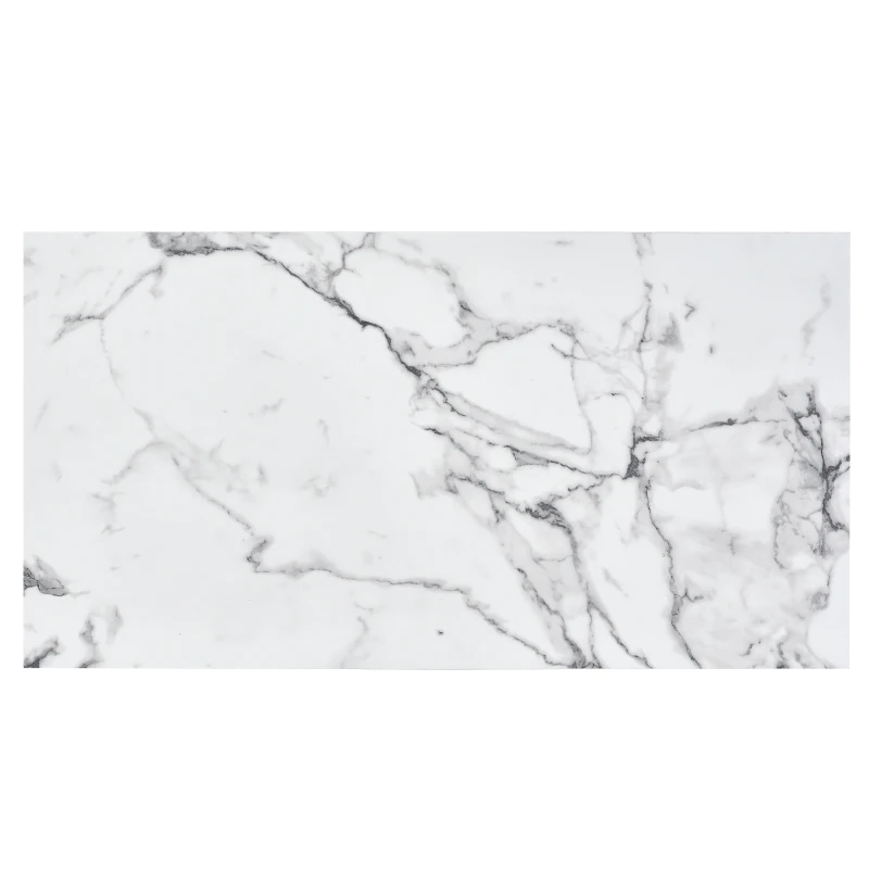 Table Basse Effet Marbre en Solde avec Base en Métal, Blanc