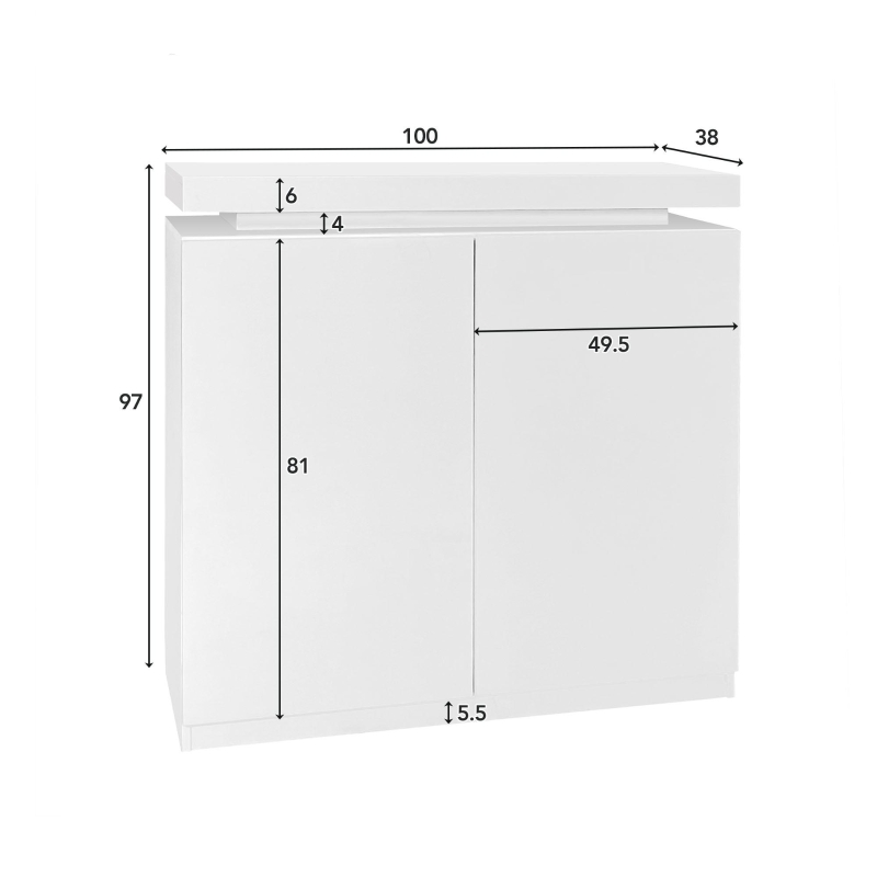 Meuble à chaussures mobile avec double porte, éclairage LED multicolore et armoire penderie, Blanc
