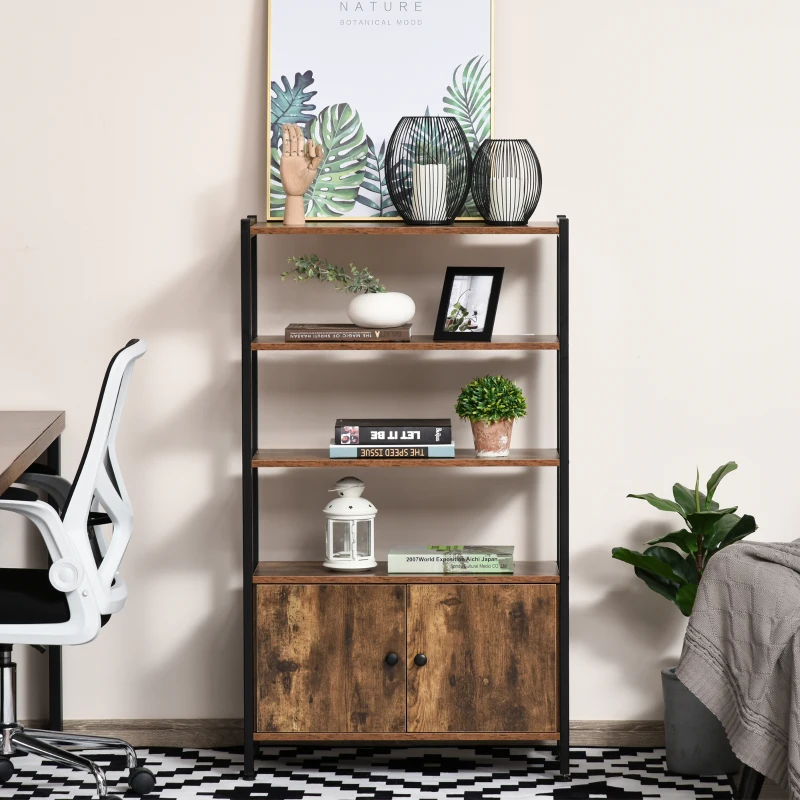 HOMCOM Biblioteca Modern Stil industrial 3 Rafturi si Dulap, Casa si Birou