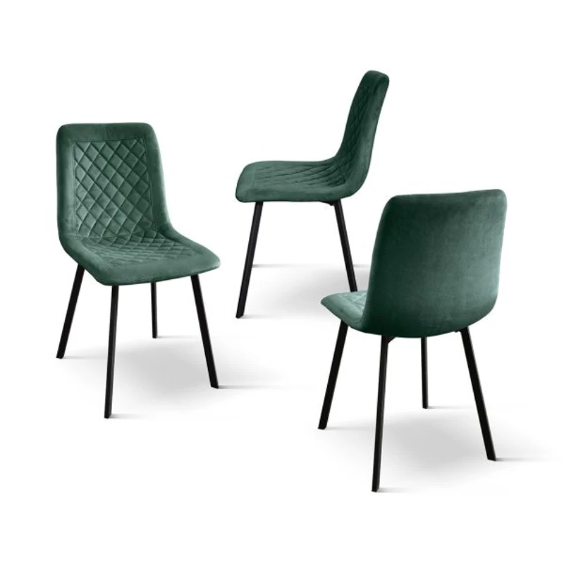 PAZZO DESIGN Sedia Arianna set da 4 sedie verde in velluto e gambe in metallo