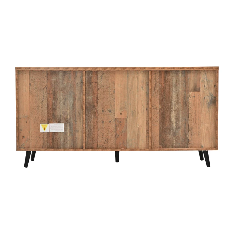 Buffet Vintage Scandinave en Bois avec 3 Tiroirs et Étagères Réglables pour Salon et Salle à Manger, Brun antique(m-9)