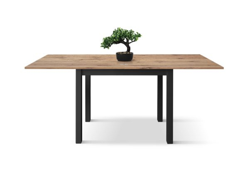 PAZZO DESIGN Tavolo allungabile, Rovere Rustico, Nobilitato melaminico, Made in Italy, Basamento Nero, 90 x 90 x 76,5 cm