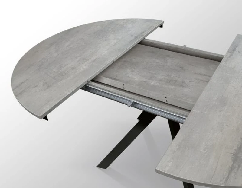 PAZZO DESIGN Tavolo Allungabile con Gambe Incrociate rotondo, Made in Italy, Basamento Nero, Grigio cemento