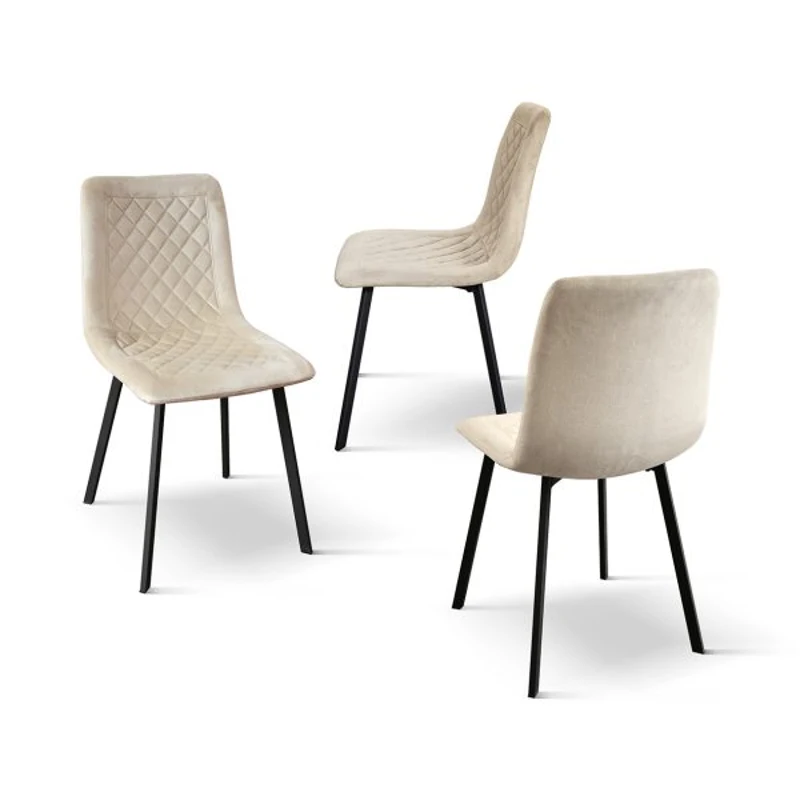 PAZZO DESIGN Sedia Arianna set da 4 sedie beige in velluto e gambe in metallo