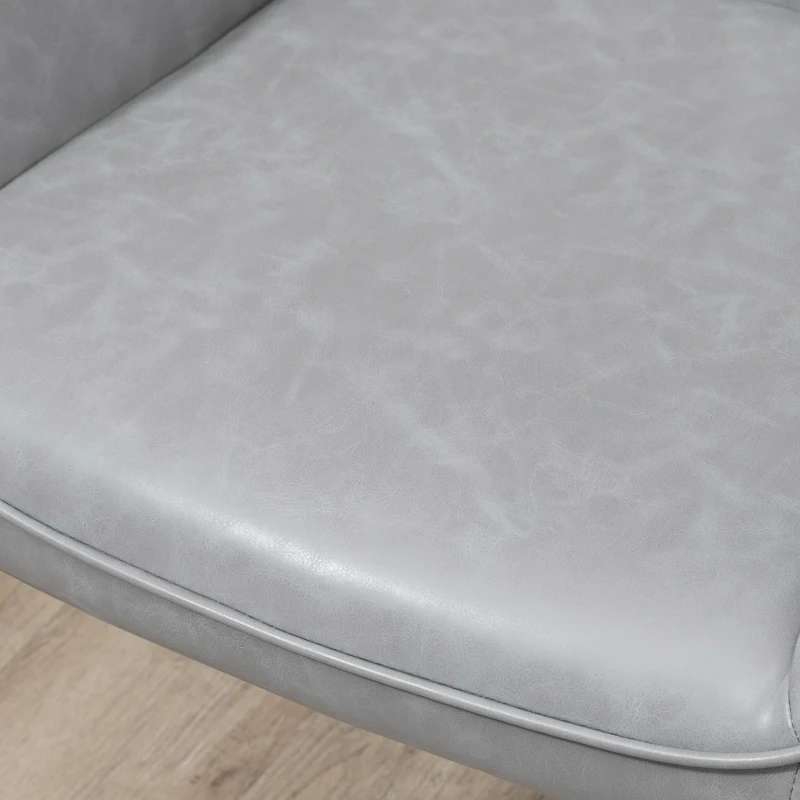 HOMCOM Scaun în Stil Industial cu Spătar din Piele Ecologică și Metal, 61x58x84 cm, Gri