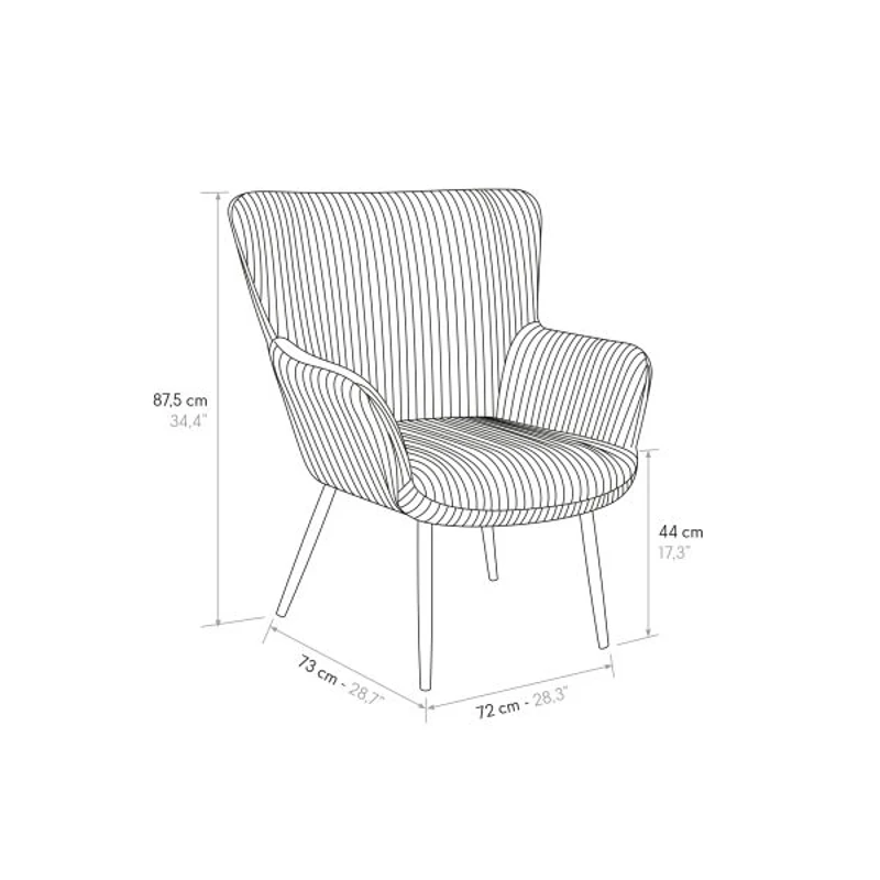 PAZZO DESIGN Poltrona Titti Grigio Scuro, rivestimento in velluto