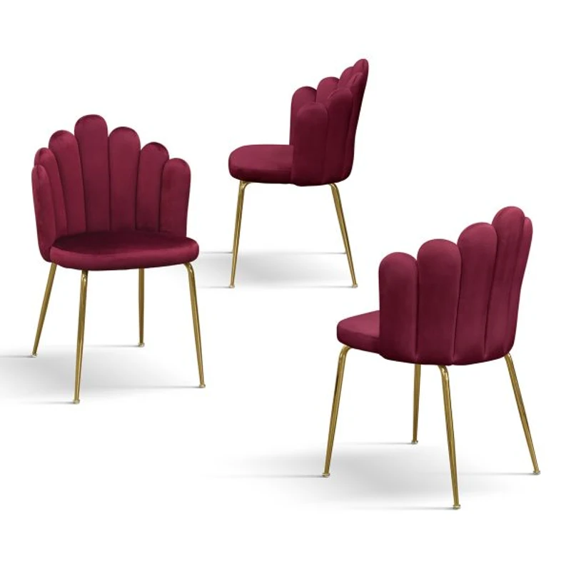 PAZZO DESIGN Sedia Sissi Bordeaux set da 4 in velluto e gambe in metallo