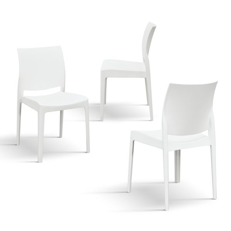 PAZZO DESIGN Sedia Alberto set da 4 sedie bianco, Polipropilene