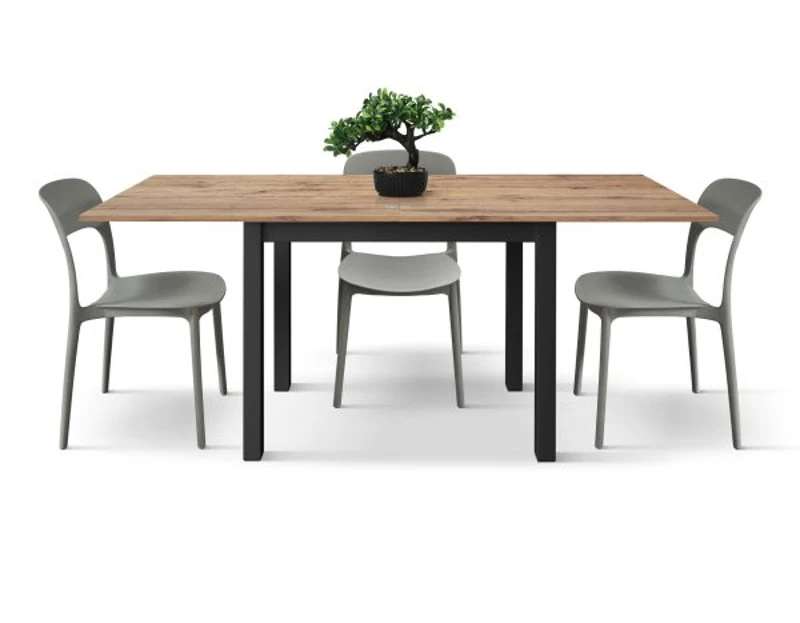 PAZZO DESIGN Tavolo allungabile, Rovere Rustico, Nobilitato melaminico, Made in Italy, Basamento Nero, 90 x 90 x 76,5 cm