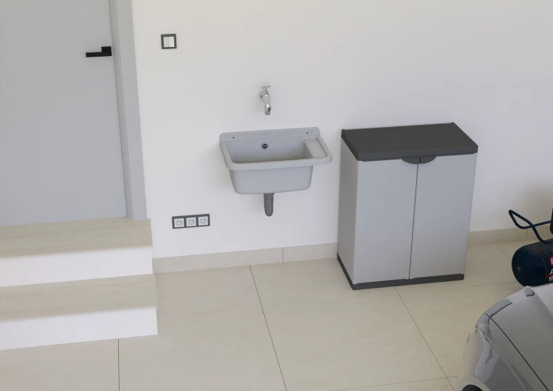 MONGARDI Lavandino pilozzo a muro da esterno 50x35x24, colore CEMENTO