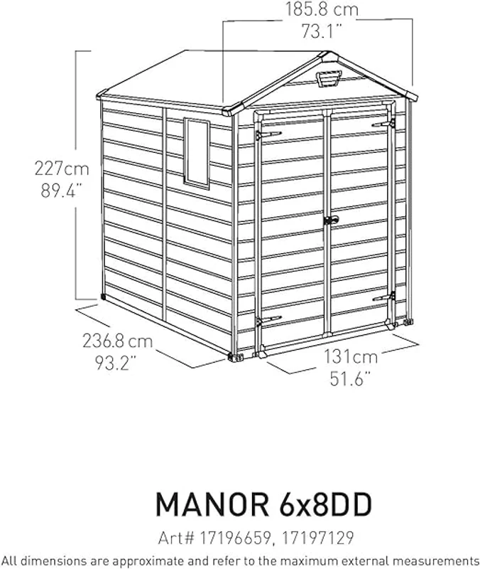 Keter Casetta da Giardino Manor 6x8, Grigia, 185,8 X 236,8 X 227 h
