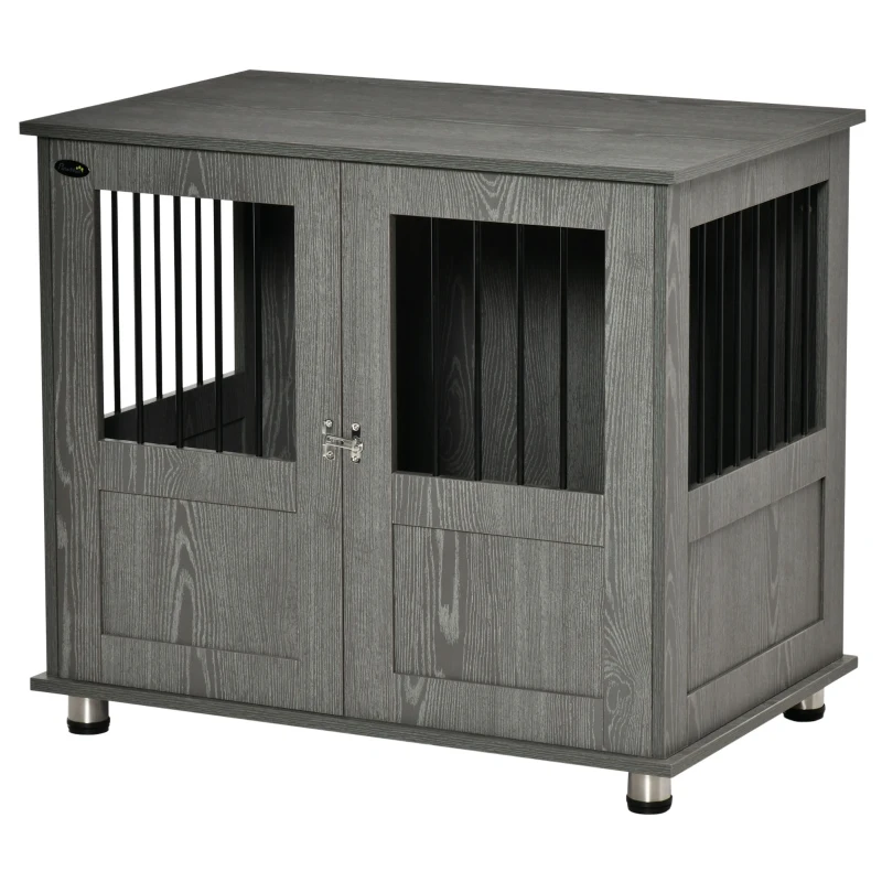 PawHut Dog Crate Table for Medium and Large Dogs with Magnetic Door for Indoor Use, 85 x 55 x 75 cm, Grey