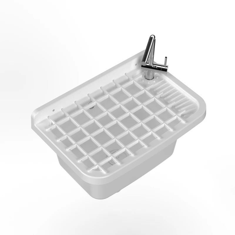 MONGARDI Lavandino pilozzo a muro con griglia - da esterno 50x35x24, colore BIANCO