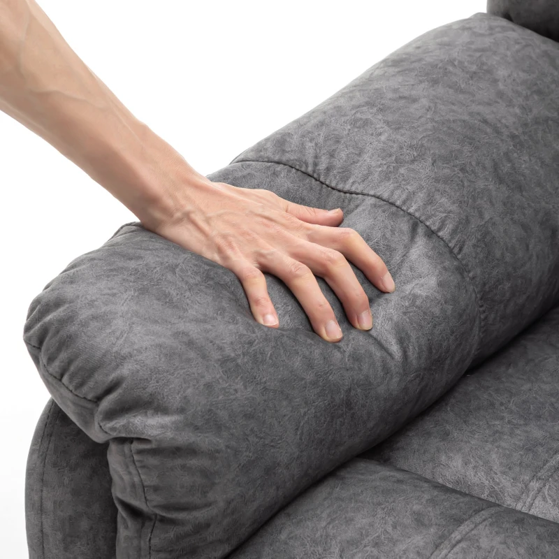 Fauteuil releveur électrique et inclinable avec fonction massage et chauffant, revêtement tissu, Gris