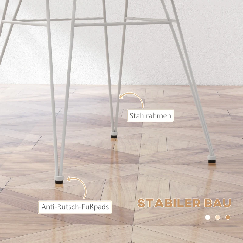 HOMCOM Zestaw 2 krzeseł w stylu boho, Krzesła kuchenne, PE-Rattan, 56 x 60 x 79 cm, Naturalny + Biały