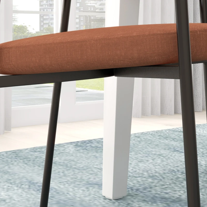 HOMCOM Set 2 Scaune Tapițate cu Cotieră și Spătar dintr-o Singură Bucată, Scaune Moderne din In și Țesătură cu Efect de Oțel, 59x56x78 cm, Portocaliu