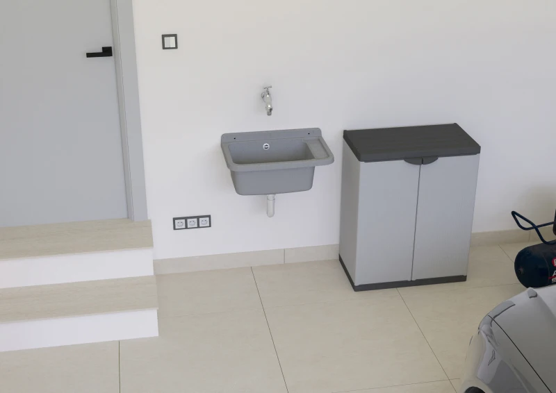 MONGARDI Lavandino pilozzo a muro da esterno 60x40x25, colore CEMENTO