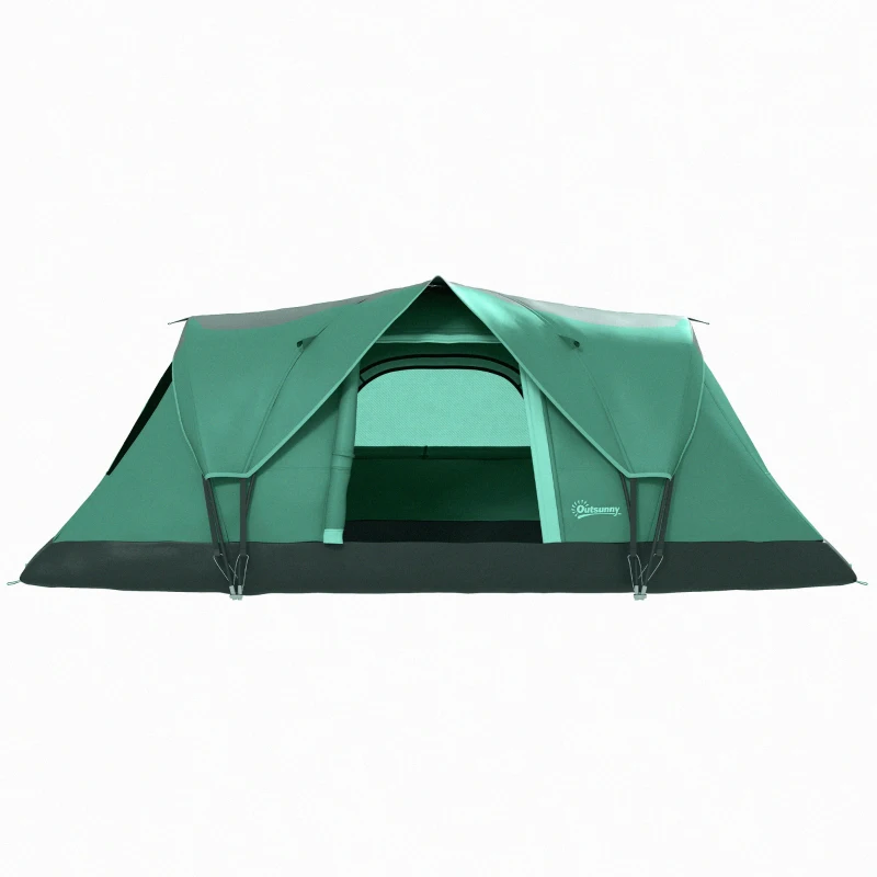 Outsunny Tenda de Campismo para 4-5 Pessoas Impermeável + Anti UV com Bolsa de Transporte e Gancho para Luz 455x230x180cm Verde