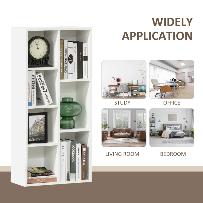 HOMCOM Bibliotecă din Lem Stil Vintage Cubica cu 7 Suporturi Diferite din MDF pentru Casă și Birou, 50x24x106 cm, Alb(m-4)