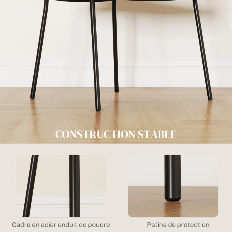 HOMCOM Lot de 2 chaises de salle à manger pieds en acier, assise rembourrée en tissu aspect velours, orange